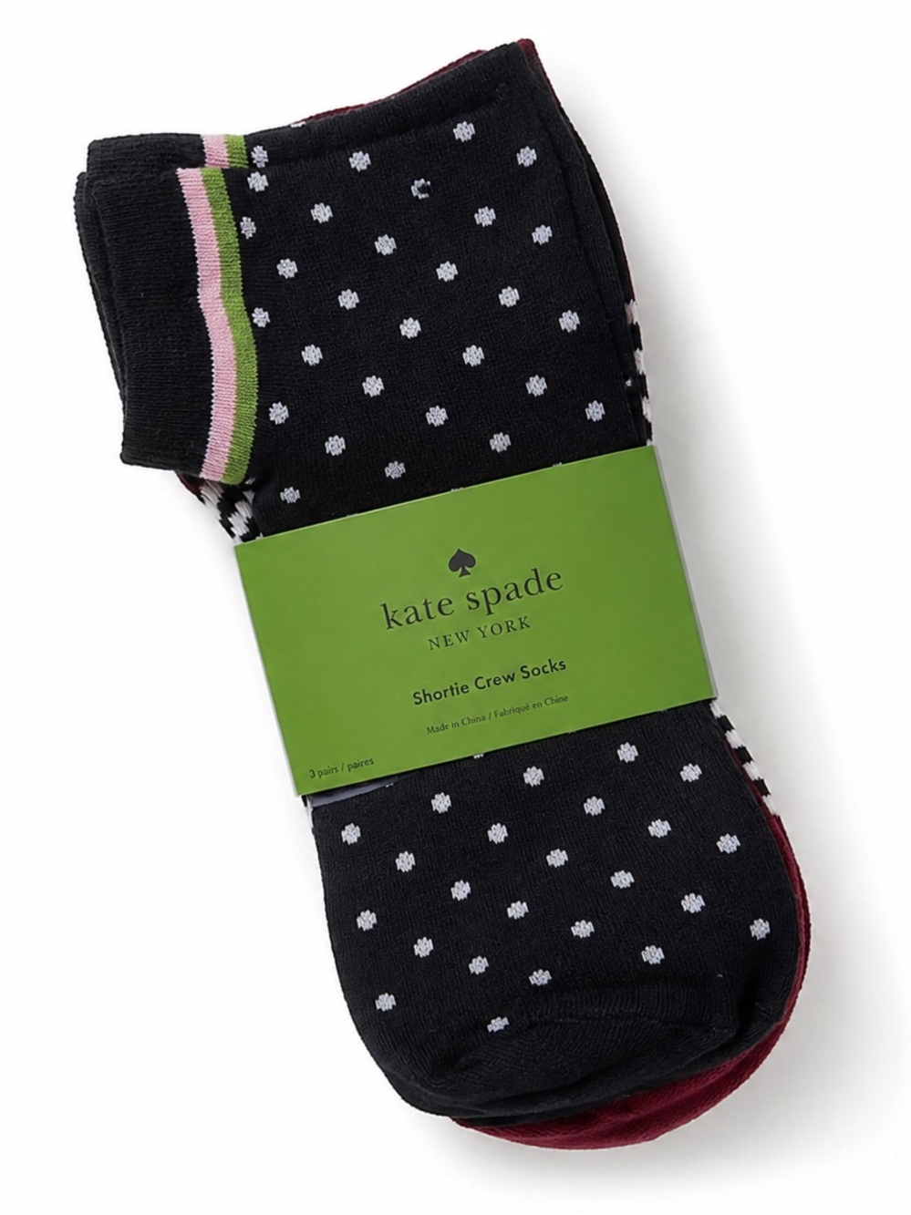 Kate Spade New York NWT 3 Pack Shortie Crew Socks